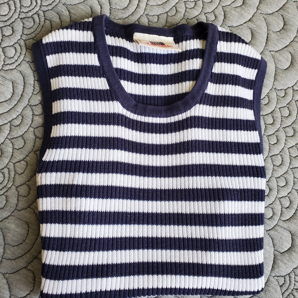 XS Navy/White stripe Tank Top by Faded Glory